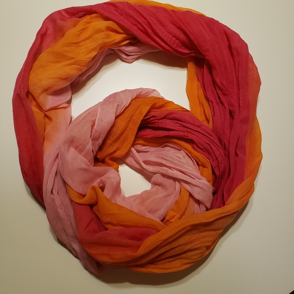 Multicolor Orange, Pink and Red 70" Infinity Scarf